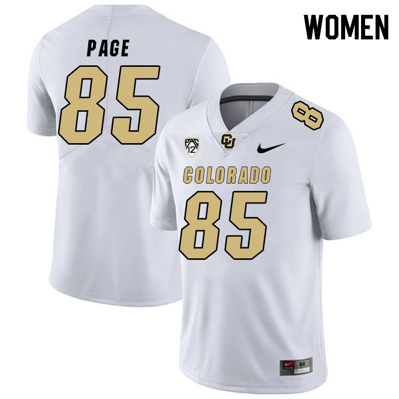 Women #85 Jacob Page Colorado Buffaloes College Football Jerseys Stitched Sale-White